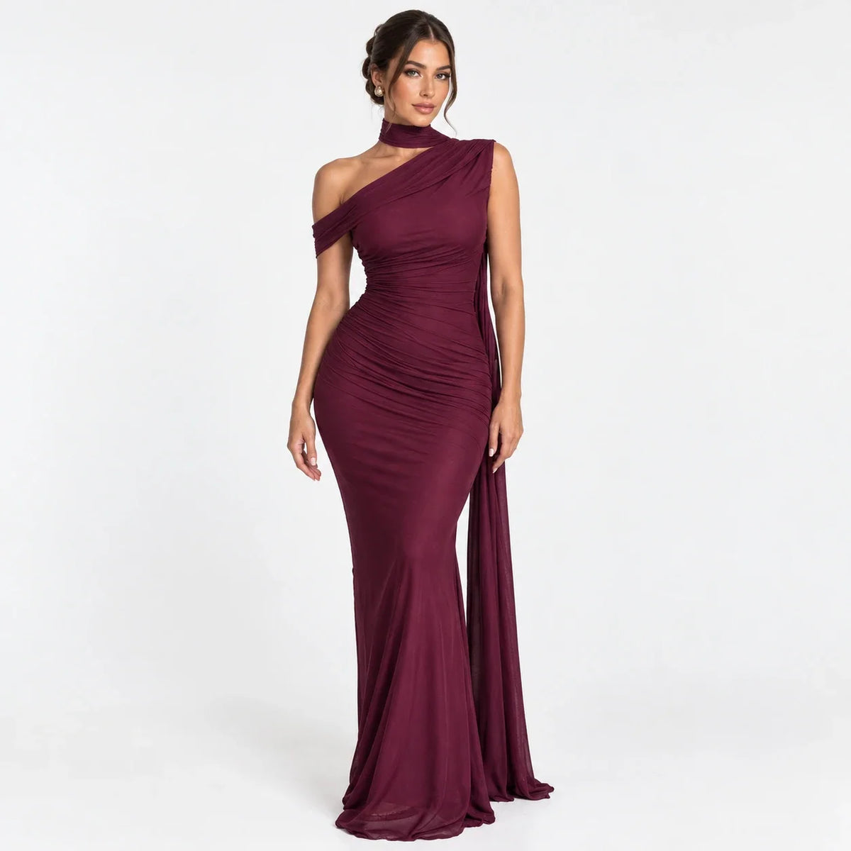 Women's One-Shoulder Snatched Hourglass Shaping Gown