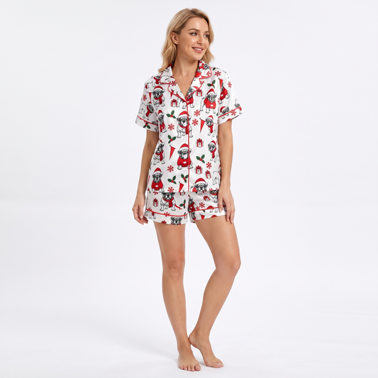 Santa Bulldog Women's Pajama Set