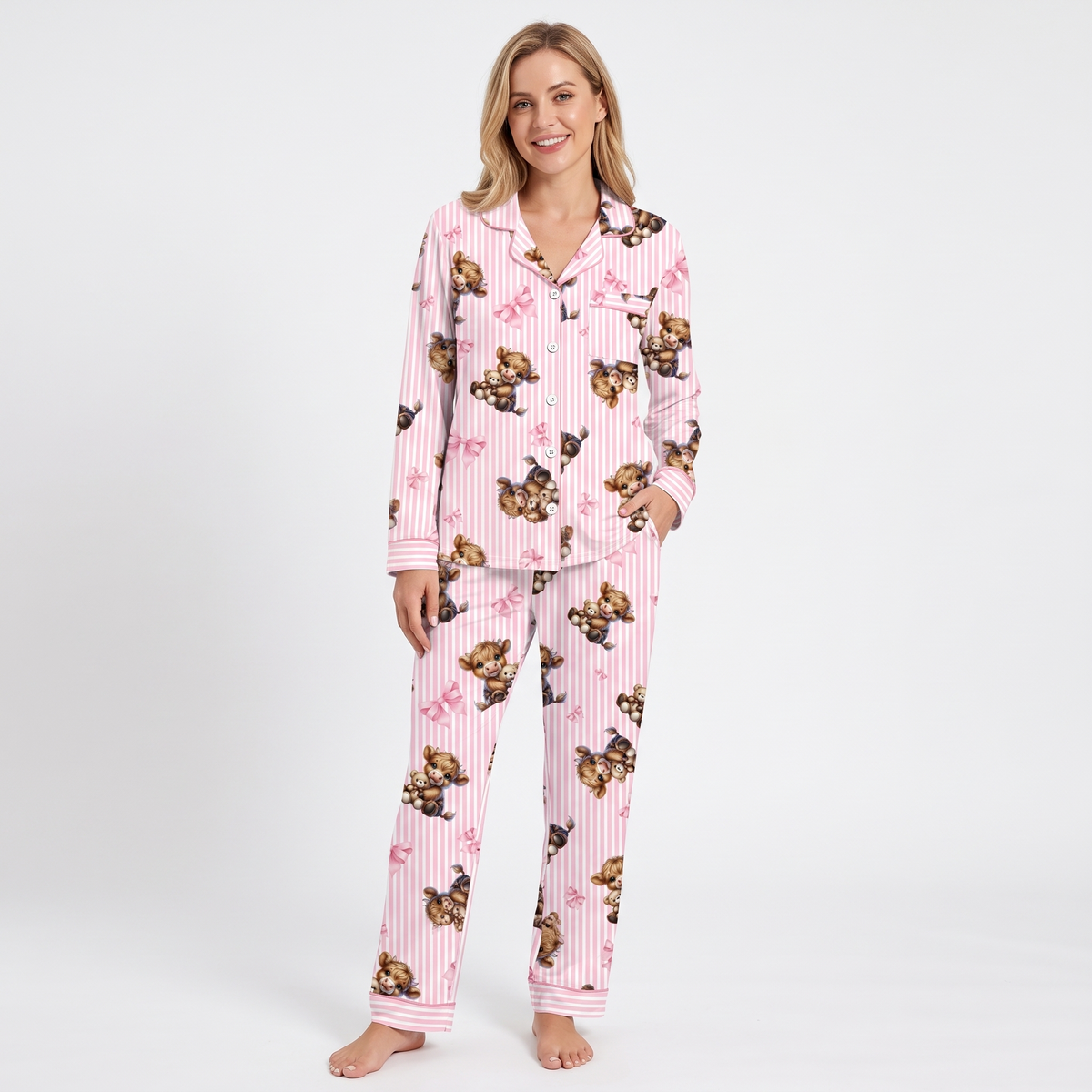 Highland Cows & Bows Women's Pajama Set
