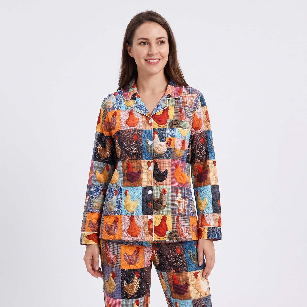 Patchwork Hens Women's Pajama Set