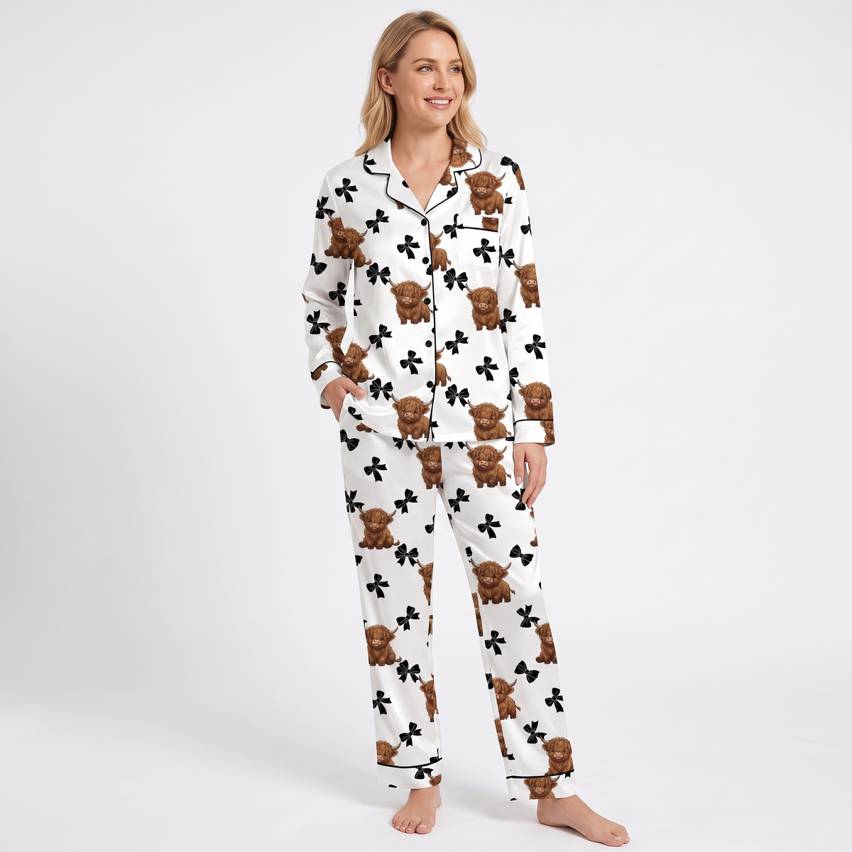 Highland Cows & Bows Women's Pajama Set
