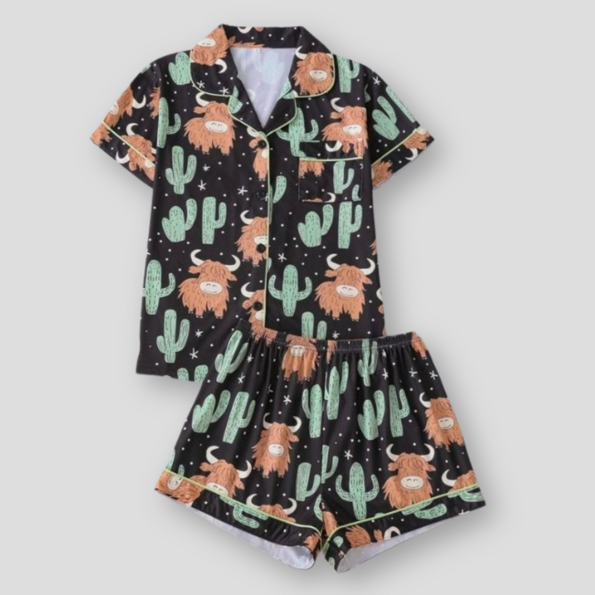 ComfyGirl Highland Cow Cactus Women's Pajama Set