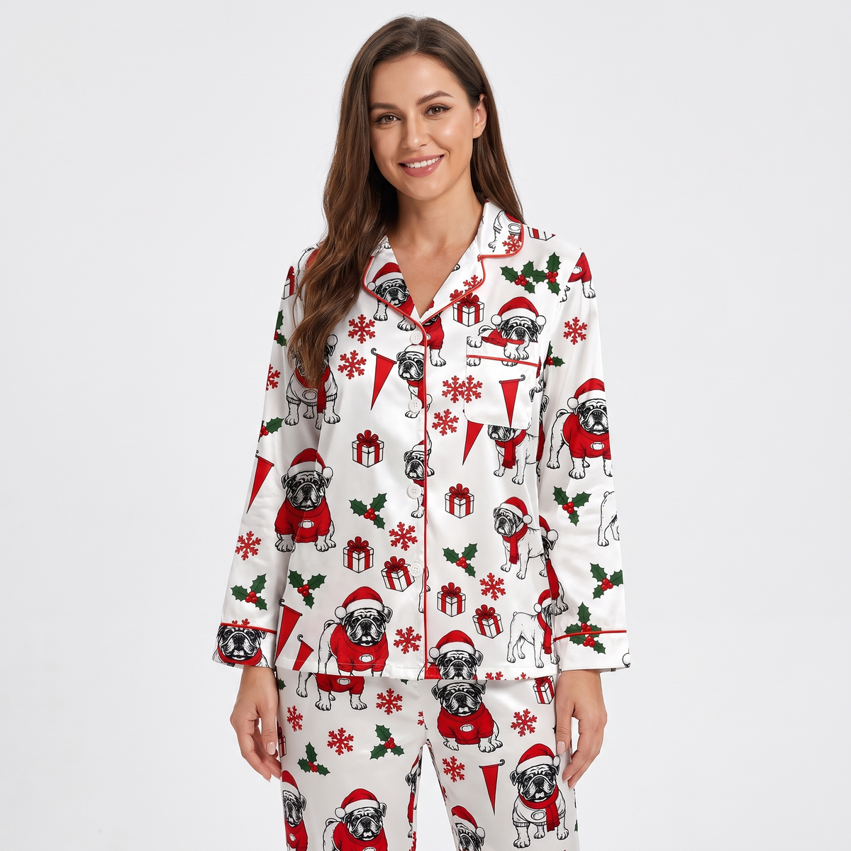 Santa Bulldog Women's Pajama Set