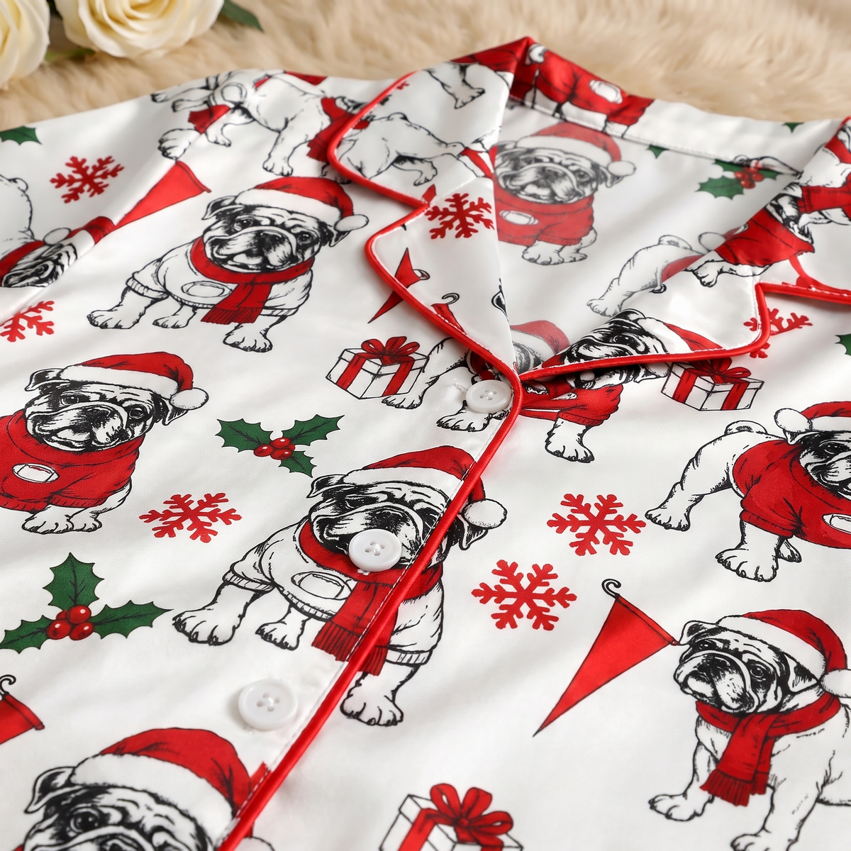 Santa Bulldog Women's Pajama Set
