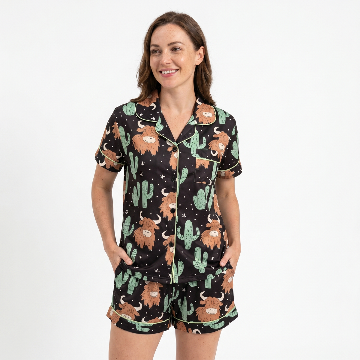 The Highland Cow Cactus Women's Pajama Set
