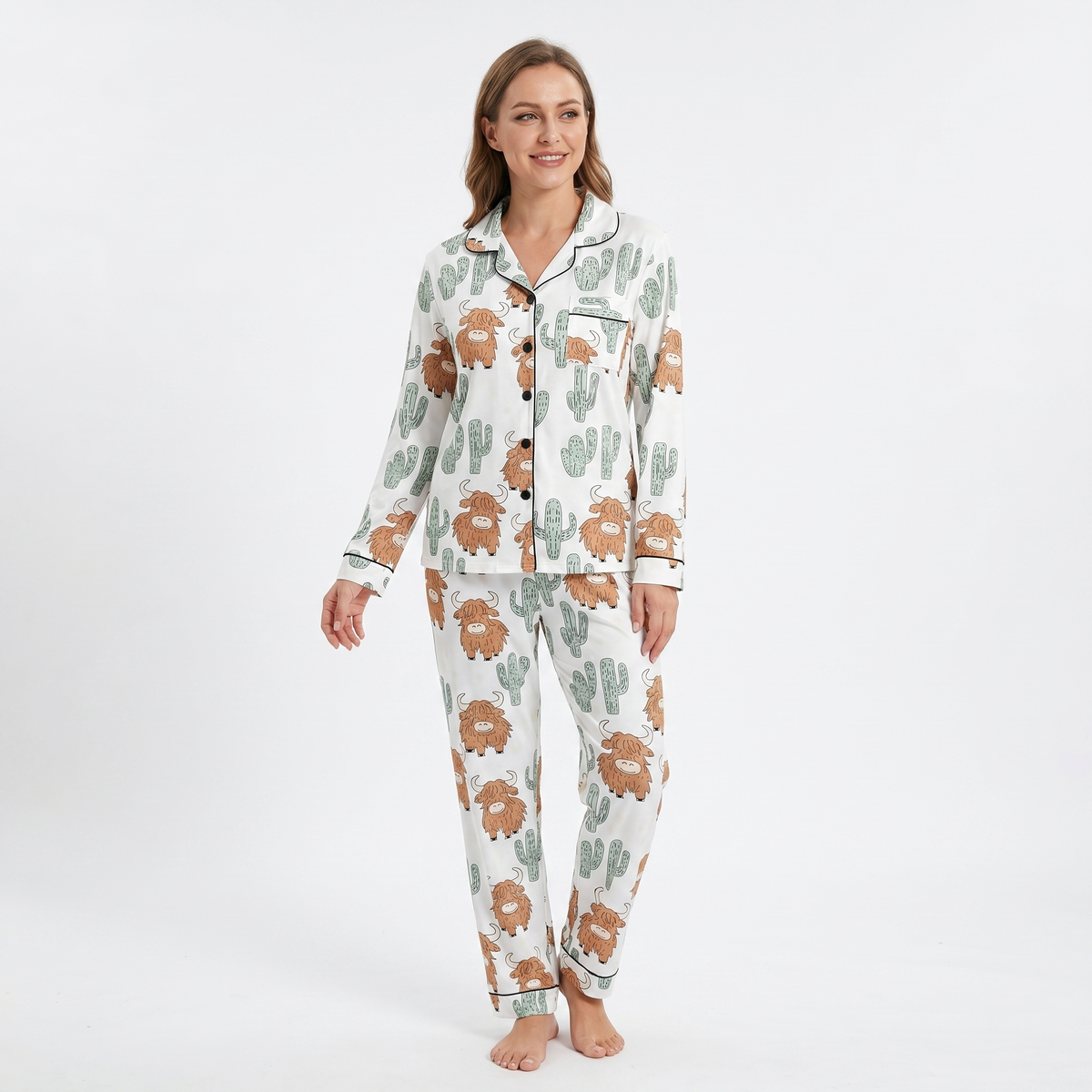 The Highland Cow Cactus Women's Pajama Set