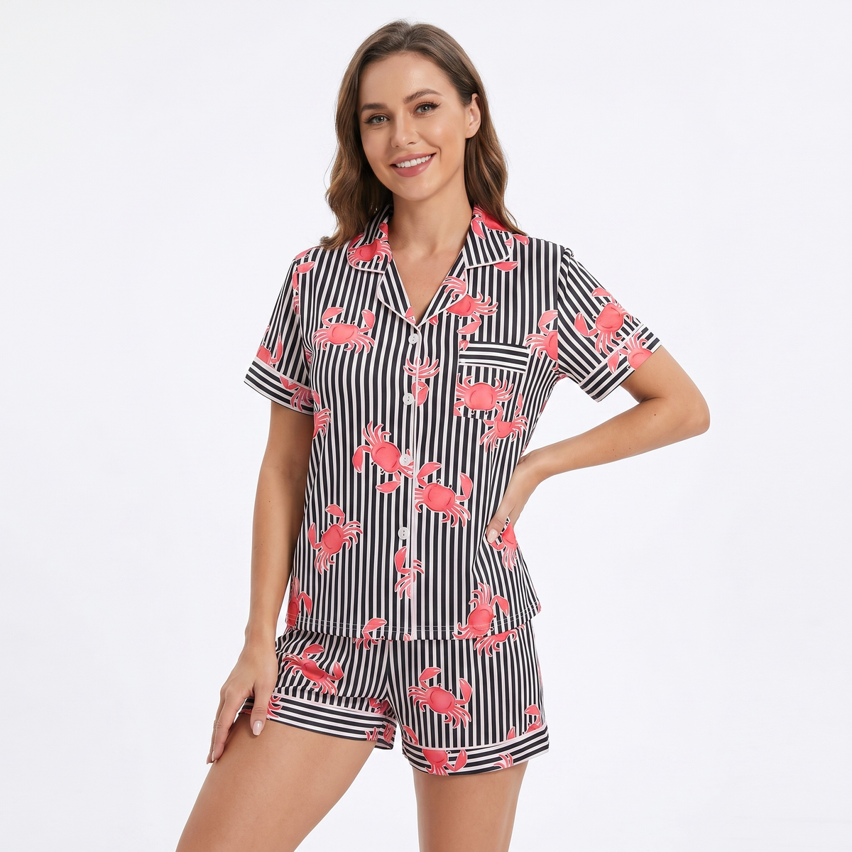 "Pinch Me" Women's Striped Crab Pajamas VIP