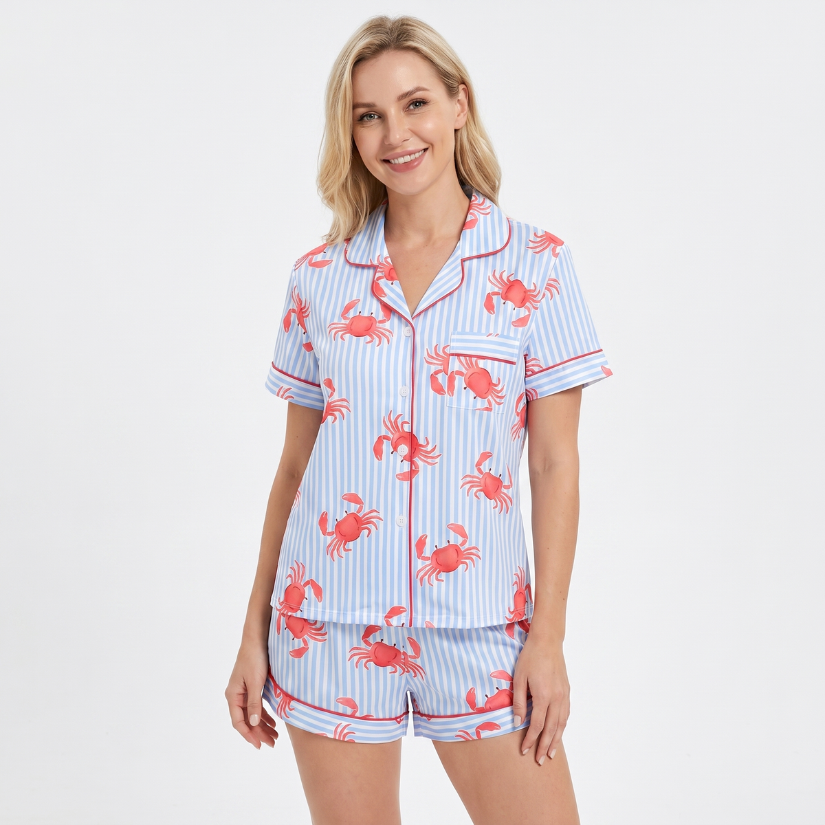 "Pinch Me" Women's Striped Crab Pajamas VIP