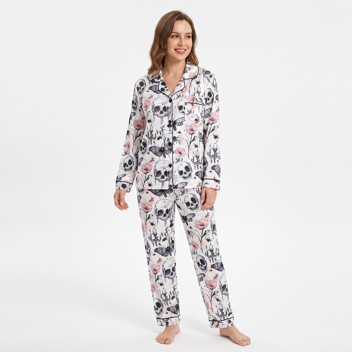 Skulls & Peonies Halloween Pajamas