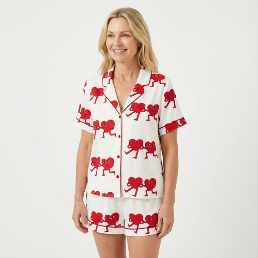 Valentine's Day Retro Dancing Hearts Women's Pajama Set VIP