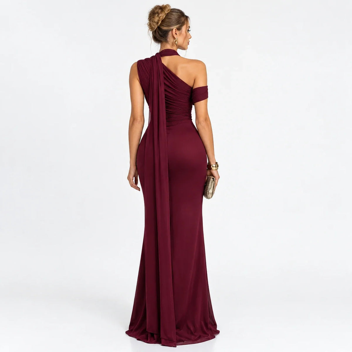 Women's One-Shoulder Snatched Hourglass Shaping Gown