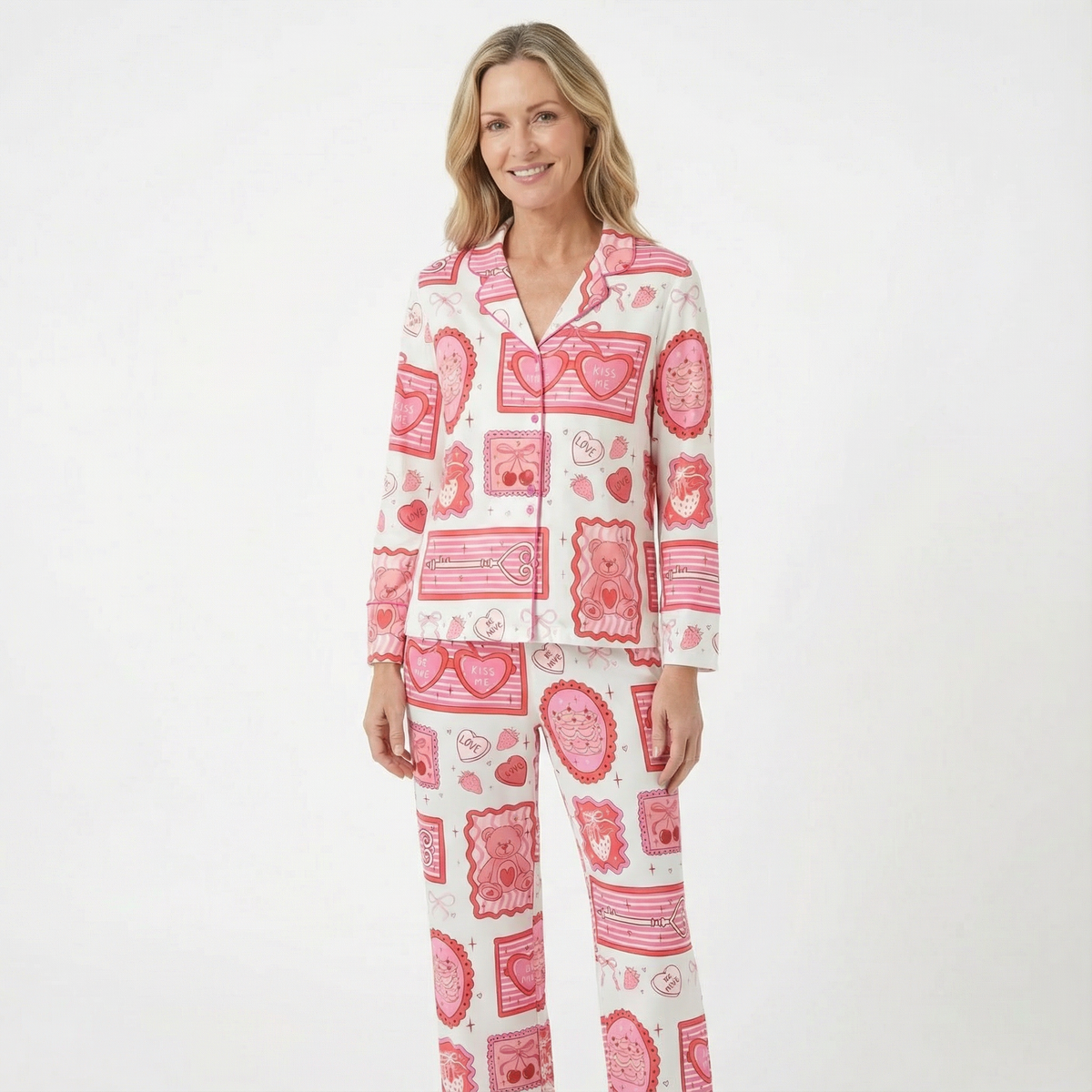 Valentine's Day Be Mine, Kiss Me Women's Pajama Set VIP