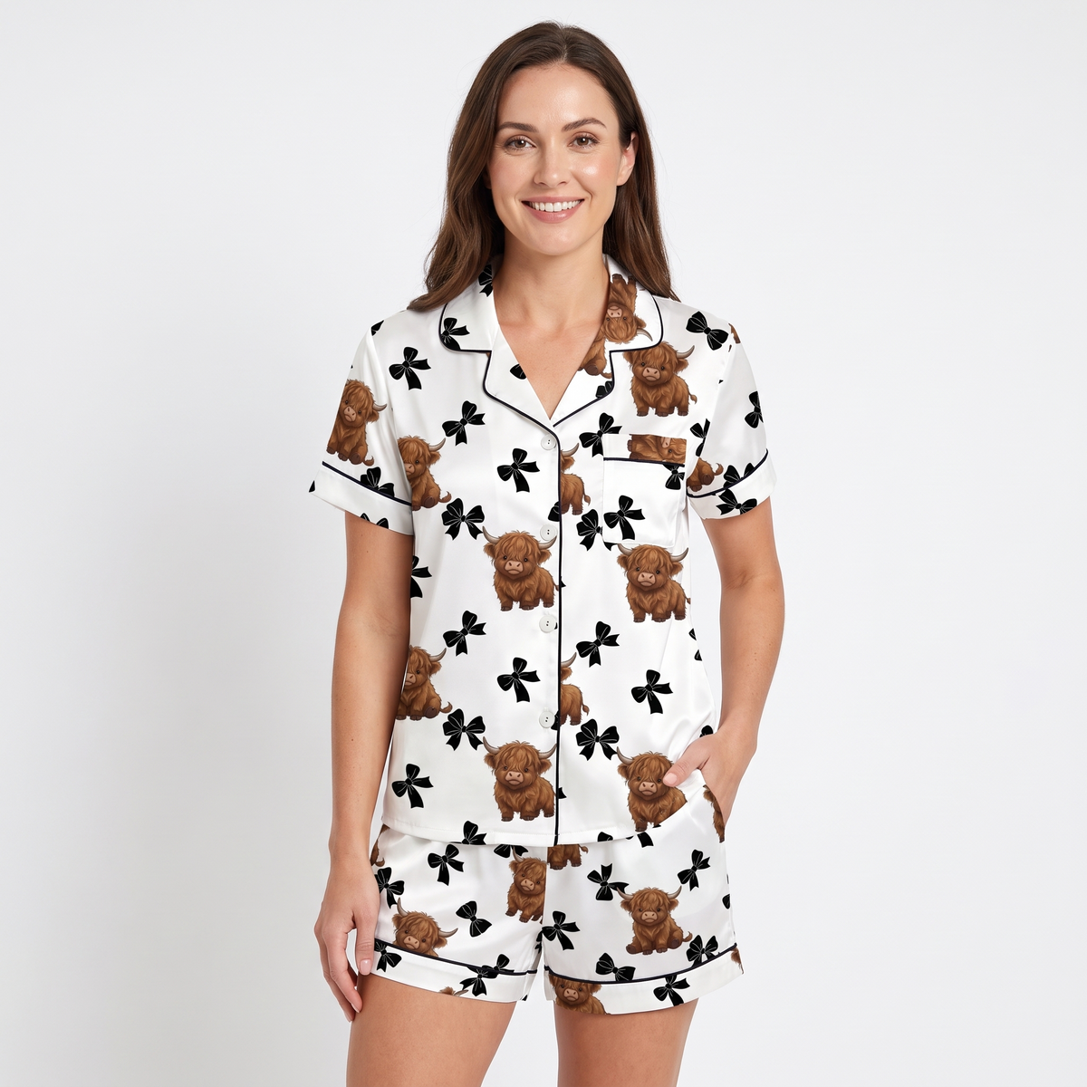Highland Cows & Bows Women's Pajama Set