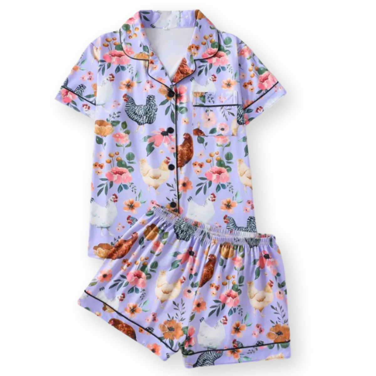 Floral Chicken Women's Pajama Set