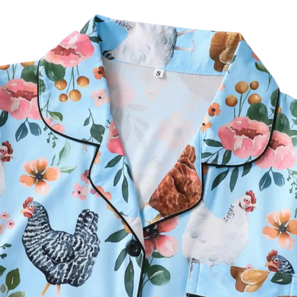 Floral Chicken Women's Pajama Set