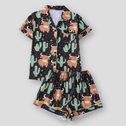 ComfyGirl Highland Cow Cactus Women's Pajama Set