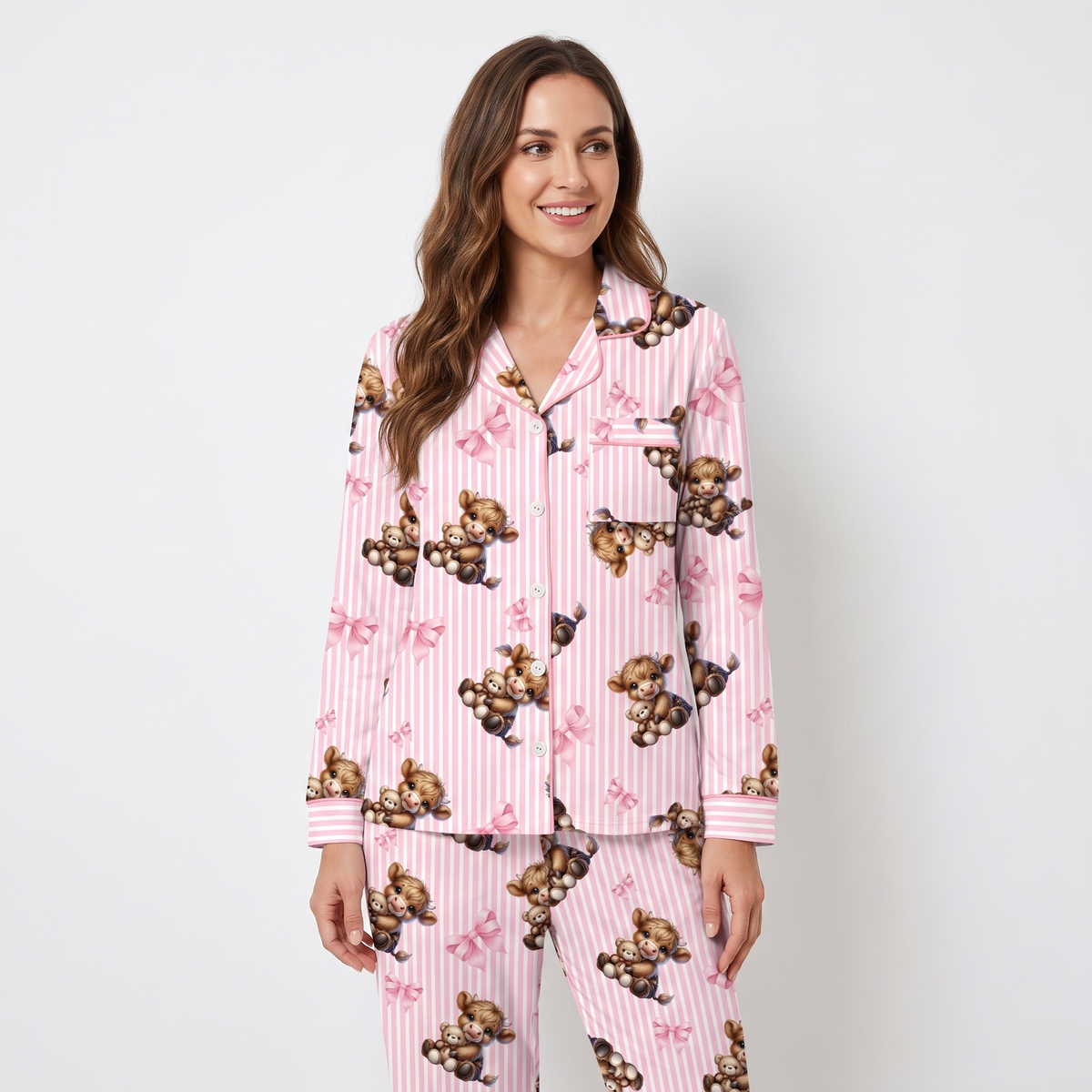 Highland Cows & Bows Women's Pajama Set