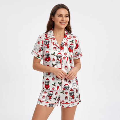 Santa Bulldog Women's Pajama Set