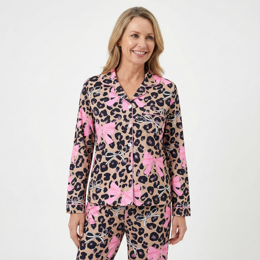 Valentine's Day Leopard Bows Women's Pajama Set VIP