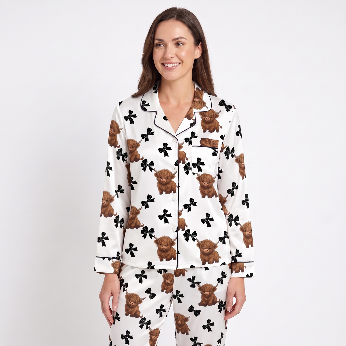 Highland Cows & Bows Women's Pajama Set
