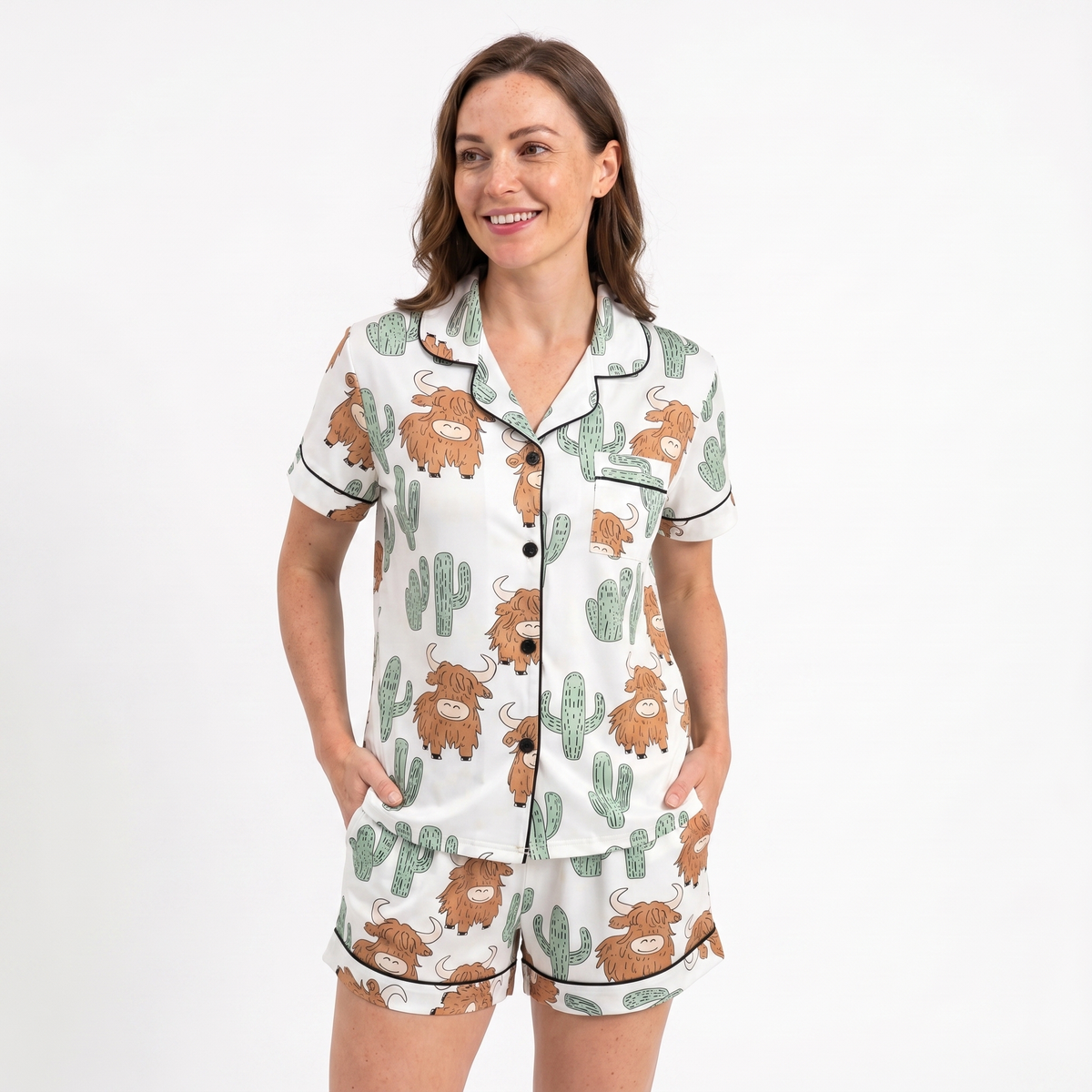 ComfyGirl Highland Cow Cactus Women's Pajama Set