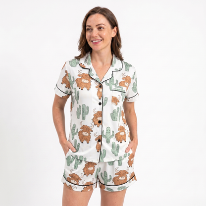 ComfyGirl Highland Cow Cactus Women's Pajama Set