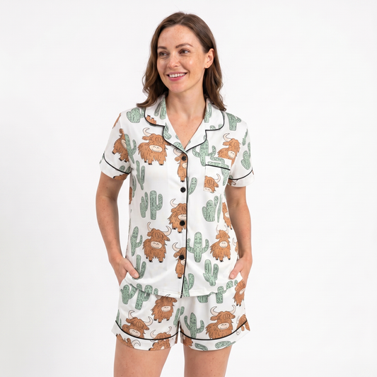 Highland Cow & Cactus Women's Pajama Set VIP