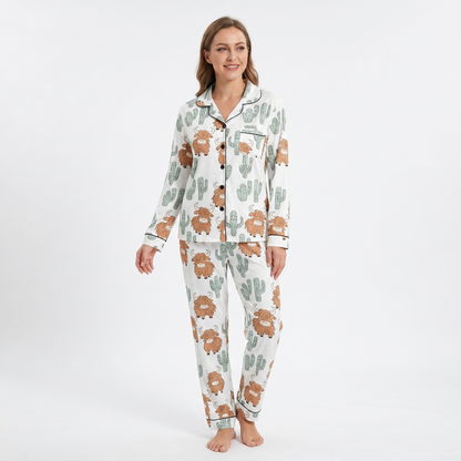 The Highland Cow Cactus Women's Pajama Set