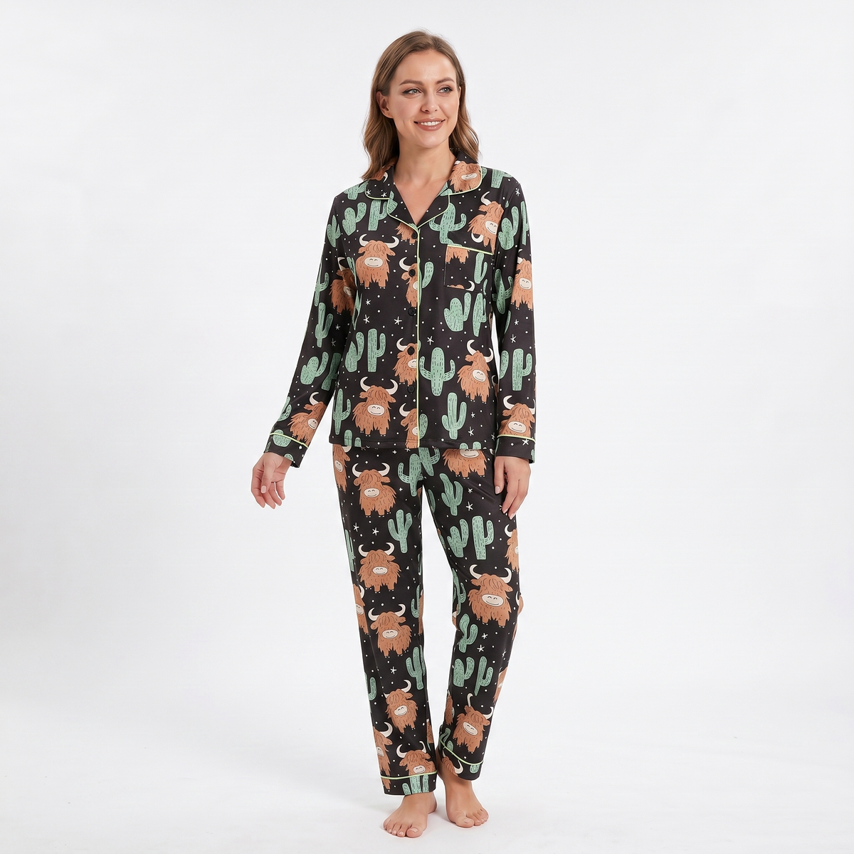 The Highland Cow Cactus Women's Pajama Set