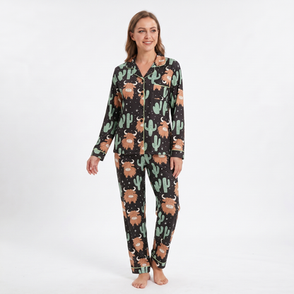 The Highland Cow Cactus Women's Pajama Set