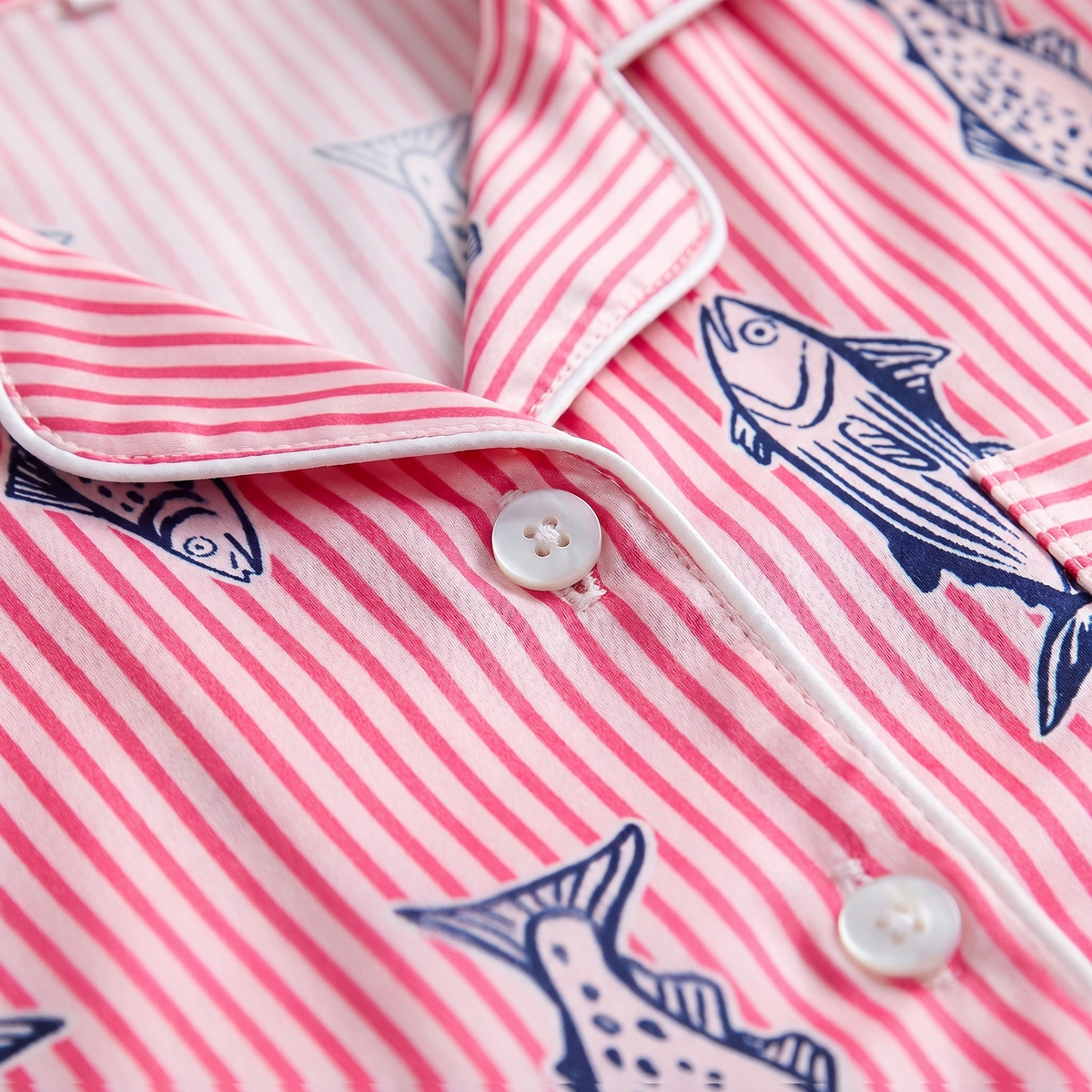 "Coastal Catch" Women's Striped Fish Pajamas VIP