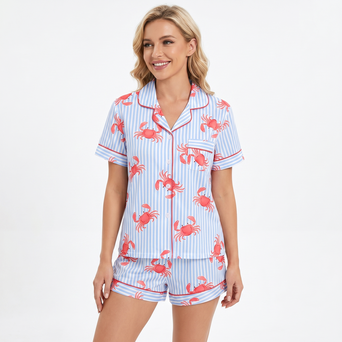 "Pinch Me" Women's Striped Crab Pajamas VIP