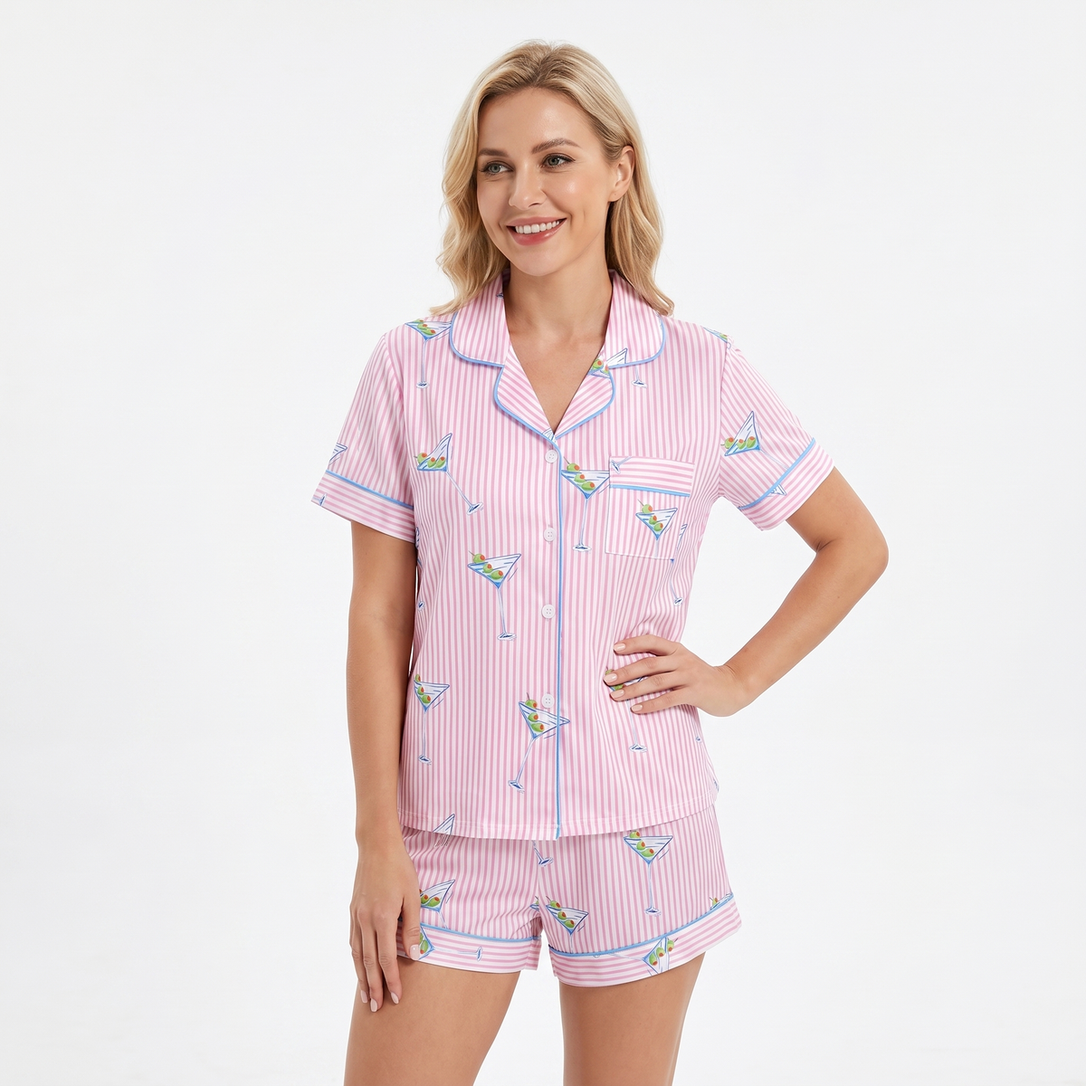 "Five O'Clock Somewhere" Women's Striped Martini Pajamas VIP