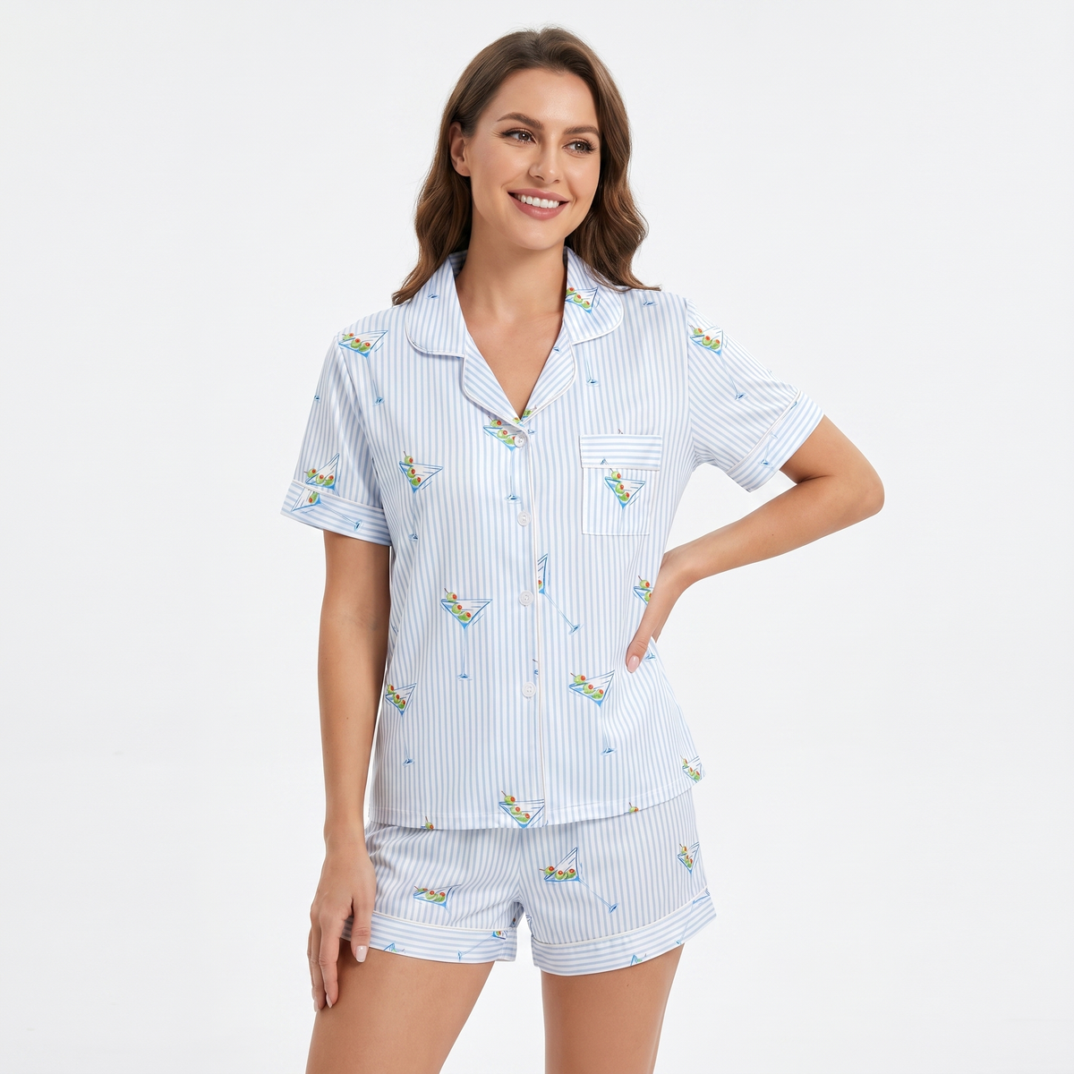 "Five O'Clock Somewhere" Women's Striped Martini Pajamas VIP