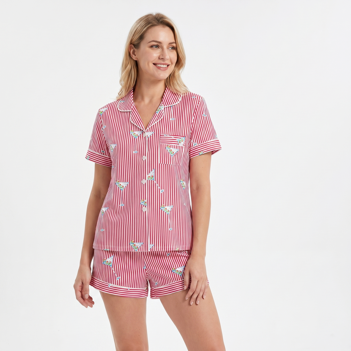 "Five O'Clock Somewhere" Women's Striped Martini Pajamas VIP